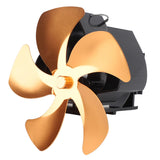 5 Blade Heat Powered Stove Fan Aluminum Alloy Noiseless Wall Hanging Thermal Powered Fireplace Fan for Wood Burning Stove Kerosene Stove Gold