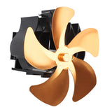 5 Blade Heat Powered Stove Fan Aluminum Alloy Noiseless Wall Hanging Thermal Powered Fireplace Fan for Wood Burning Stove Kerosene Stove Gold - Side View
