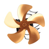 5 Blade Heat Powered Stove Fan Aluminum Alloy Noiseless Wall Hanging Thermal Powered Fireplace Fan for Wood Burning Stove Kerosene Stove Gold