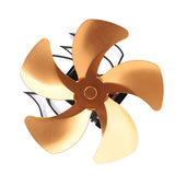 5 Blade Heat Powered Stove Fan Aluminum Alloy Noiseless Wall Hanging Thermal Powered Fireplace Fan for Wood Burning Stove Kerosene Stove Gold - 45-Degree Angle