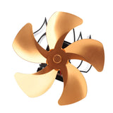 5 Blade Heat Powered Stove Fan Aluminum Alloy Noiseless Wall Hanging Thermal Powered Fireplace Fan for Wood Burning Stove Kerosene Stove Gold