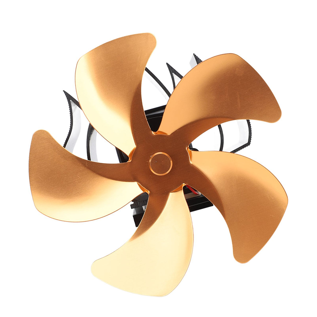 5 Blade Heat Powered Stove Fan Aluminum Alloy Noiseless Wall Hanging Thermal Powered Fireplace Fan for Wood Burning Stove Kerosene Stove Gold