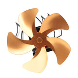 5 Blade Heat Powered Stove Fan Aluminum Alloy Noiseless Wall Hanging Thermal Powered Fireplace Fan for Wood Burning Stove Kerosene Stove Gold