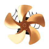 5 Blade Heat Powered Stove Fan Aluminum Alloy Noiseless Wall Hanging Thermal Powered Fireplace Fan for Wood Burning Stove Kerosene Stove Gold
