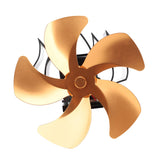5 Blade Heat Powered Stove Fan Aluminum Alloy Noiseless Wall Hanging Thermal Powered Fireplace Fan for Wood Burning Stove Kerosene Stove Gold