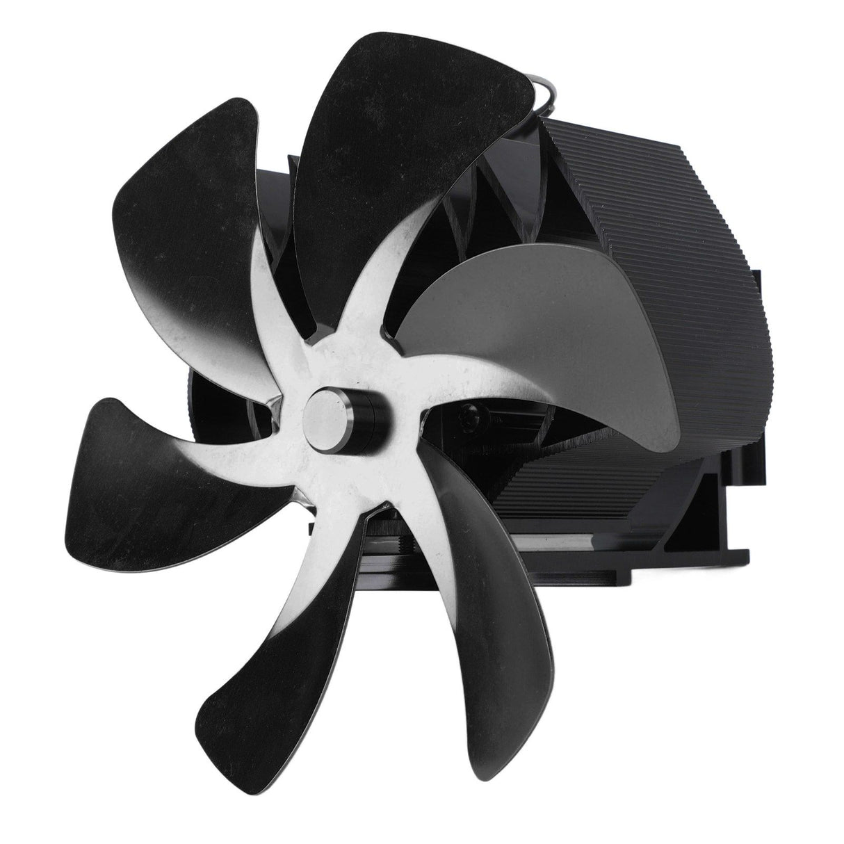 Wood Stove Fan Heat Powered 6 Blades Hanging Stove Fan Silent Flue Pipe Hanging Fireplace Fan Eco Friendly Wall Mount Black