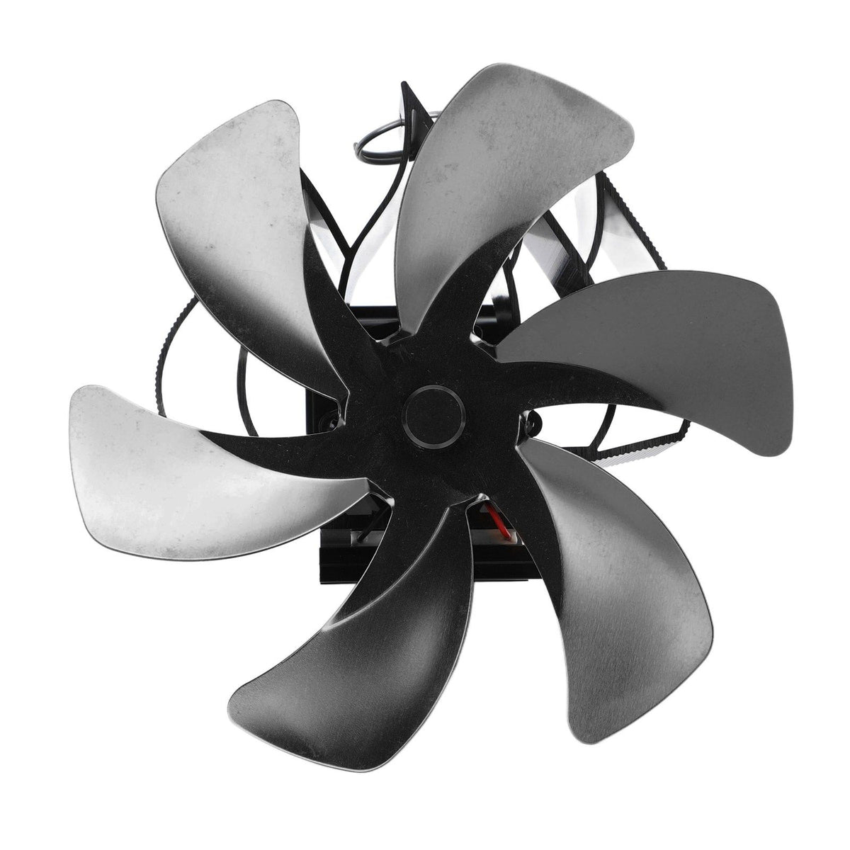 Wood Stove Fan Heat Powered 6 Blades Hanging Stove Fan Silent Flue Pipe Hanging Fireplace Fan Eco Friendly Wall Mount Black