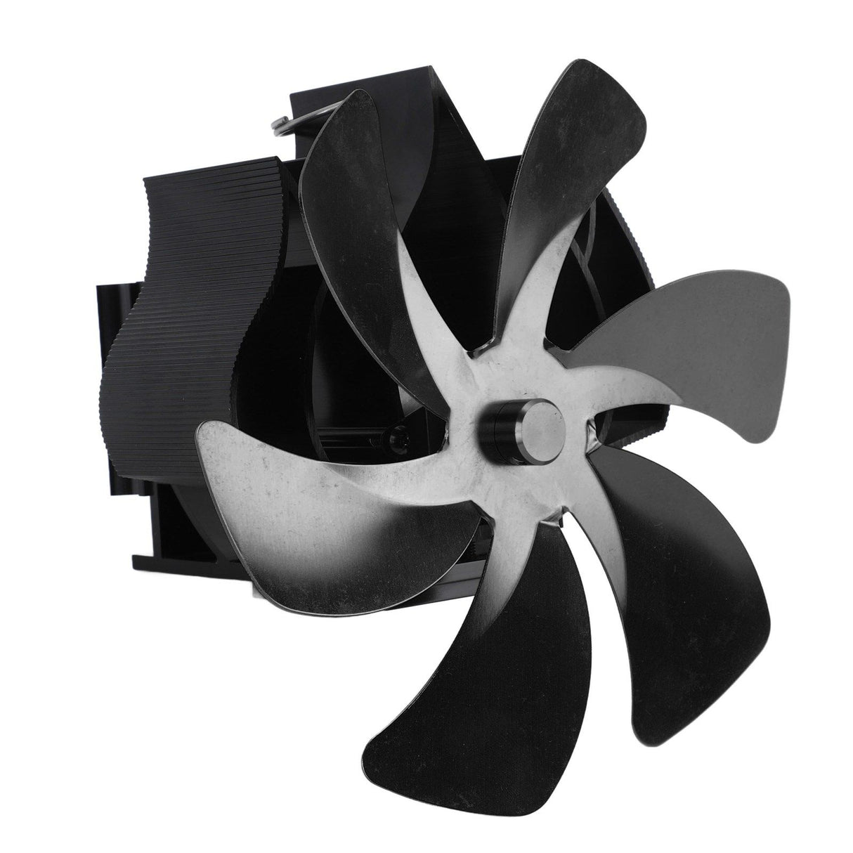 Wood Stove Fan Heat Powered 6 Blades Hanging Stove Fan Silent Flue Pipe Hanging Fireplace Fan Eco Friendly Wall Mount Black
