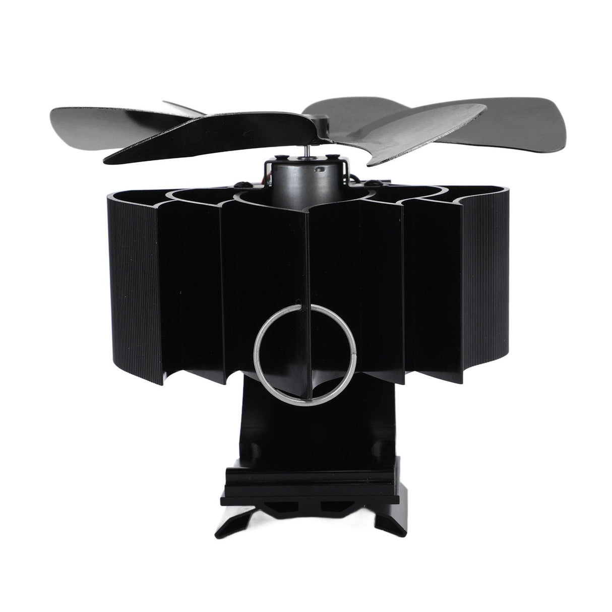 Wood Stove Fan Heat Powered 6 Blades Hanging Stove Fan Silent Flue Pipe Hanging Fireplace Fan Eco Friendly Wall Mount Black