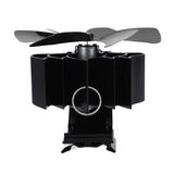 Wood Stove Fan Heat Powered 6 Blades Hanging Stove Fan Silent Flue Pipe Hanging Fireplace Fan Eco Friendly Wall Mount Black