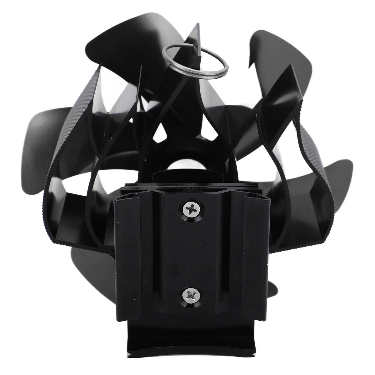 Wood Stove Fan Heat Powered 6 Blades Hanging Stove Fan Silent Flue Pipe Hanging Fireplace Fan Eco Friendly Wall Mount Black