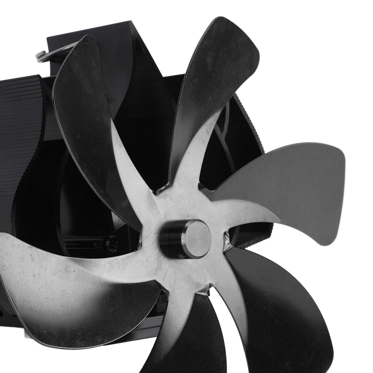 Wood Stove Fan Heat Powered 6 Blades Hanging Stove Fan Silent Flue Pipe Hanging Fireplace Fan Eco Friendly Wall Mount Black