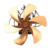 Wood Stove Fan Heat Powered 6 Blades Hanging Stove Fan Silent Flue Pipe Hanging Fireplace Fan Eco Friendly Wall Mount Gold - Side View