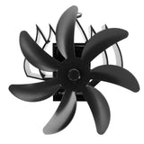 Wood Stove Fan 7 Blade Aluminum Alloy Low Noise Wall Hanging Heat Powered Stove Fan with Fixing Loop for Home Log Burning Stove Camping Black