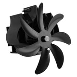 Wood Stove Fan 7 Blade Aluminum Alloy Low Noise Wall Hanging Heat Powered Stove Fan with Fixing Loop for Home Log Burning Stove Camping Black