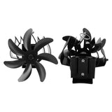 Wood Stove Fan 7 Blade Aluminum Alloy Low Noise Wall Hanging Heat Powered Stove Fan with Fixing Loop for Home Log Burning Stove Camping Black