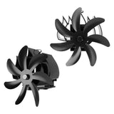 Wood Stove Fan 7 Blade Aluminum Alloy Low Noise Wall Hanging Heat Powered Stove Fan with Fixing Loop for Home Log Burning Stove Camping Black - Extra Image