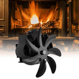 Wood Stove Fan 7 Blade Aluminum Alloy Low Noise Wall Hanging Heat Powered Stove Fan with Fixing Loop for Home Log Burning Stove Camping Black