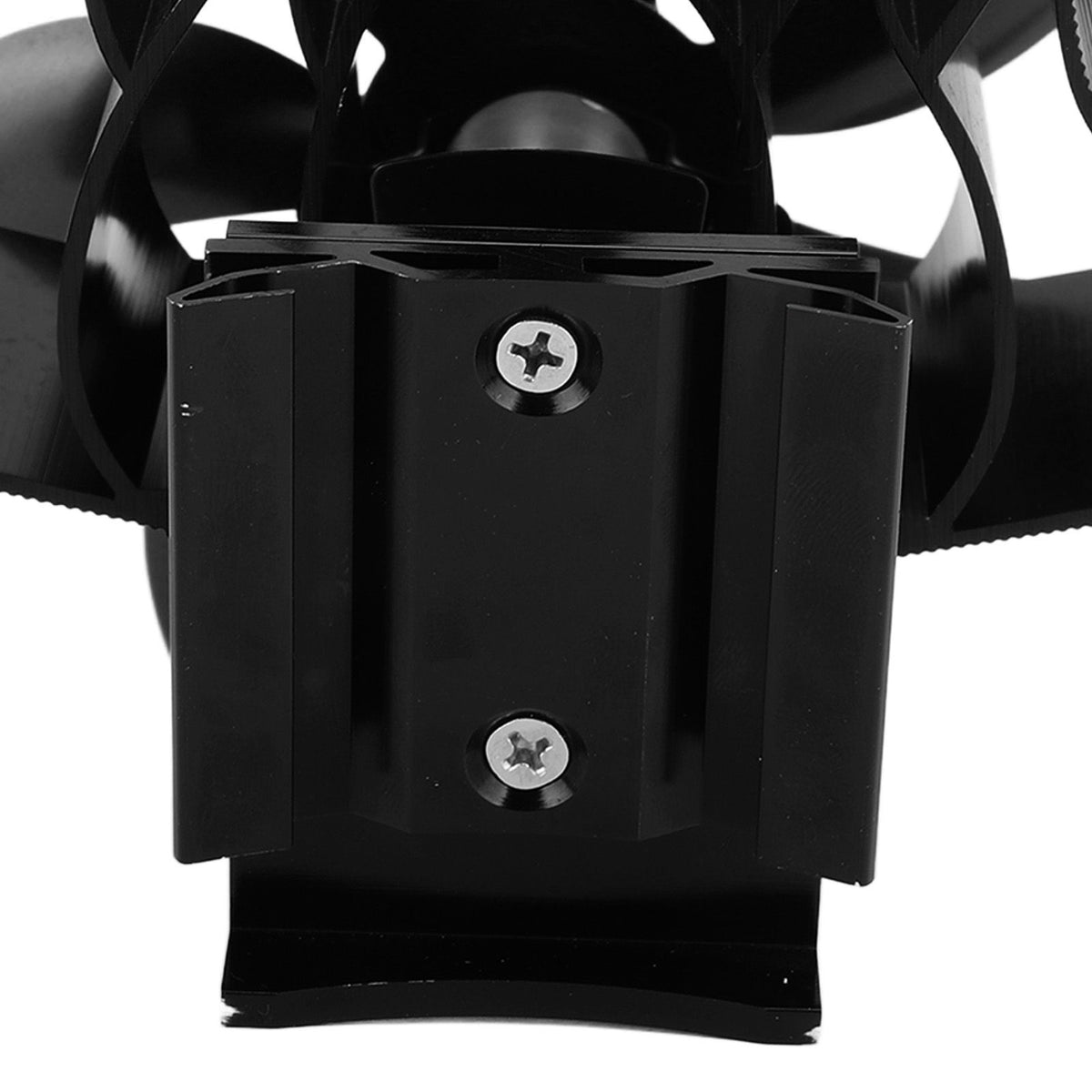 Wood Stove Fan 7 Blade Aluminum Alloy Low Noise Wall Hanging Heat Powered Stove Fan with Fixing Loop for Home Log Burning Stove Camping Black
