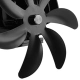 Wood Stove Fan 7 Blade Aluminum Alloy Low Noise Wall Hanging Heat Powered Stove Fan with Fixing Loop for Home Log Burning Stove Camping Black - Extra Image