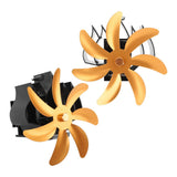 Wood Stove Fan 7 Blade Aluminum Alloy Low Noise Wall Hanging Heat Powered Stove Fan with Fixing Loop for Home Log Burning Stove Camping Gold - Low Angle