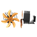 Wood Stove Fan 7 Blade Aluminum Alloy Low Noise Wall Hanging Heat Powered Stove Fan with Fixing Loop for Home Log Burning Stove Camping Gold