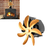 Wood Stove Fan 7 Blade Aluminum Alloy Low Noise Wall Hanging Heat Powered Stove Fan with Fixing Loop for Home Log Burning Stove Camping Gold