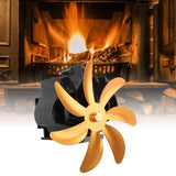 Wood Stove Fan 7 Blade Aluminum Alloy Low Noise Wall Hanging Heat Powered Stove Fan with Fixing Loop for Home Log Burning Stove Camping Gold - Extra Image