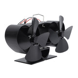 Stove Fan Heat Powered Aluminum Alloy 4 Blades Dual Head Fireplace Fan for Replacement Black