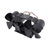 Stove Fan Heat Powered Aluminum Alloy 4 Blades Dual Head Fireplace Fan for Replacement Black