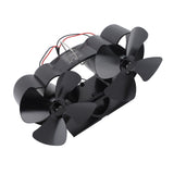 Stove Fan Heat Powered Aluminum Alloy 4 Blades Dual Head Fireplace Fan for Replacement Black