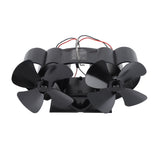 Stove Fan Heat Powered Aluminum Alloy 4 Blades Dual Head Fireplace Fan for Replacement Black