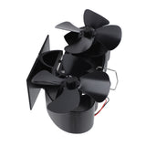 Stove Fan Heat Powered Aluminum Alloy 4 Blades Dual Head Fireplace Fan for Replacement Black