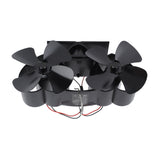 Stove Fan Heat Powered Aluminum Alloy 4 Blades Dual Head Fireplace Fan for Replacement Black