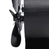 Stove Fan Heat Powered Aluminum Alloy 4 Blades Dual Head Fireplace Fan for Replacement Black - Extra Image