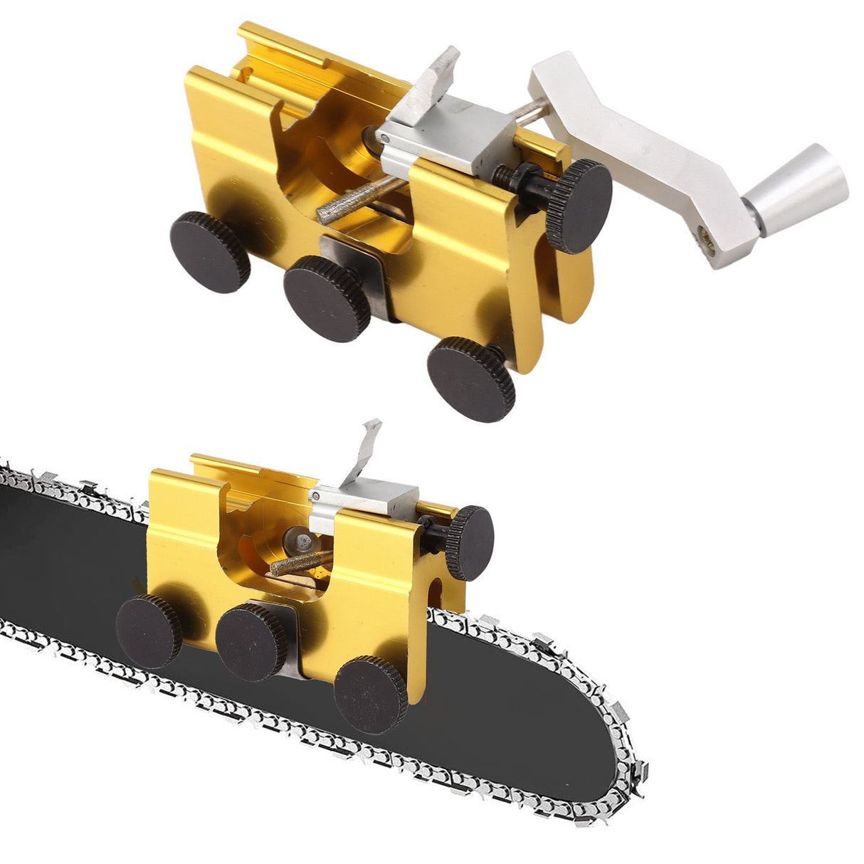 Portable Chainsaw Sharpener Hand Cranked Chainsaw Clamp Sharpening Jig Bits Kit Sturdy Easy to Use for Chain Saws
