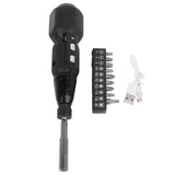 Cordless Electric Screwdriver with LED Light Alloy Steel 900mAh USB Charging Electric Manual 2 in 1 Power Screwdriver Set Black