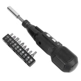 Cordless Electric Screwdriver with LED Light Alloy Steel 900mAh USB Charging Electric Manual 2 in 1 Power Screwdriver Set Black - Side View