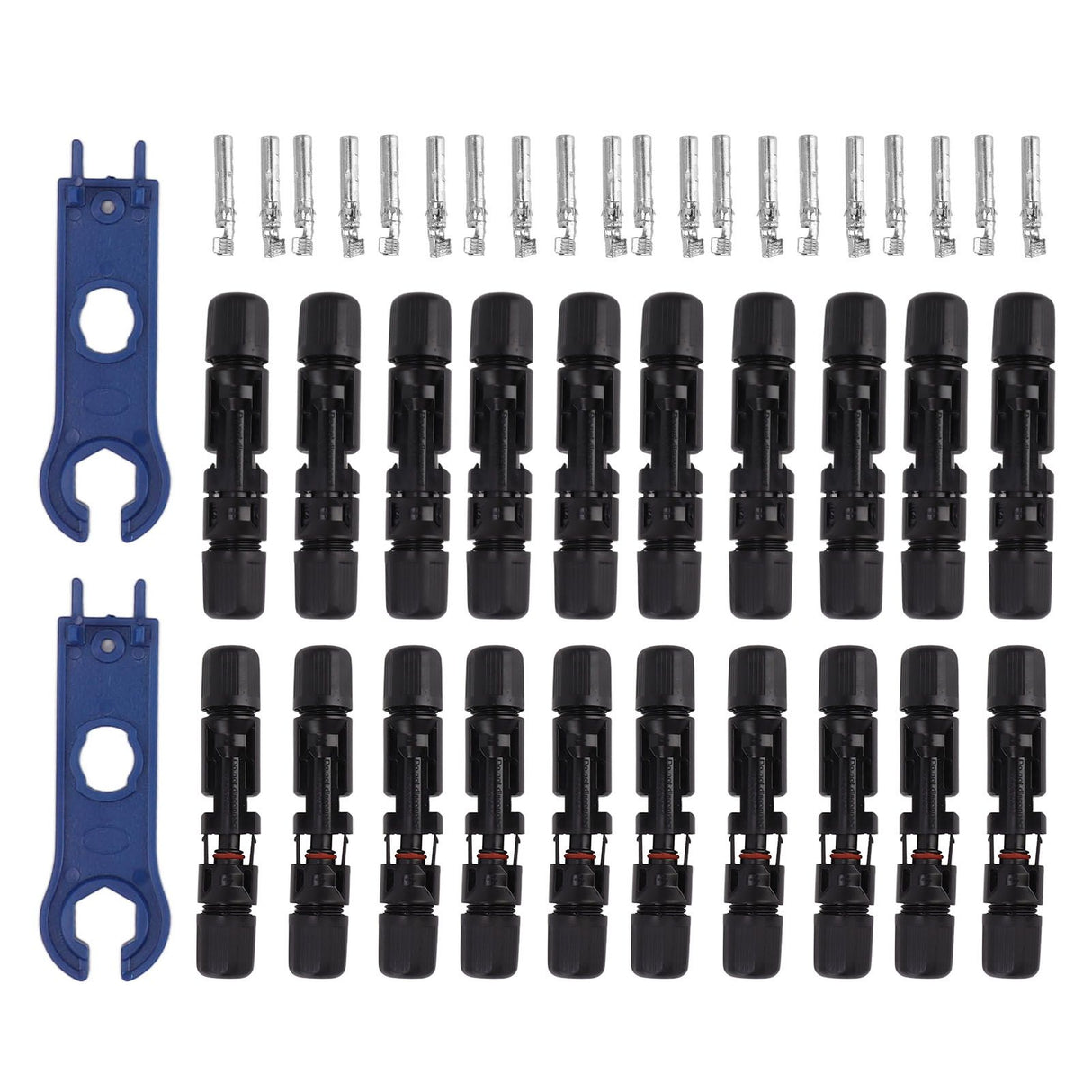 Solar Connectors with 10 Pairs Male Female Plug Spanners Waterproof Flame Retardant Solar Panel Cable Connectors