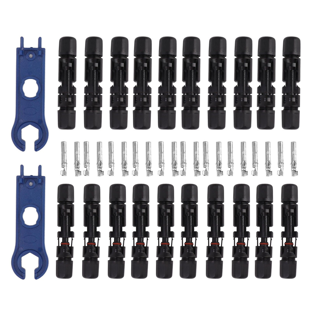 Solar Connectors with 10 Pairs Male Female Plug Spanners Waterproof Flame Retardant Solar Panel Cable Connectors