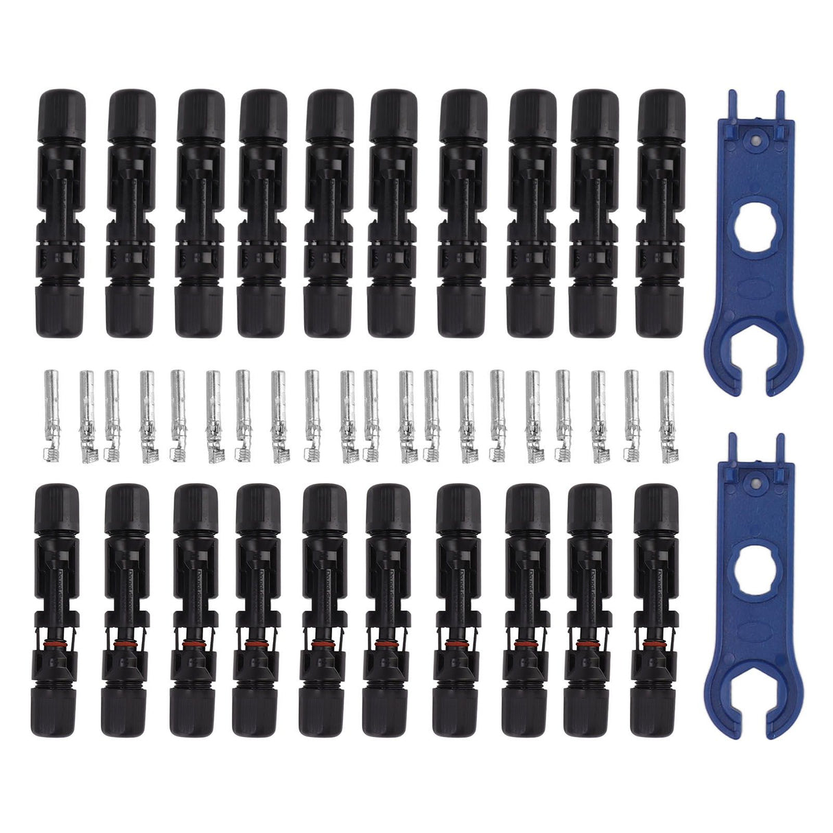 Solar Connectors with 10 Pairs Male Female Plug Spanners Waterproof Flame Retardant Solar Panel Cable Connectors
