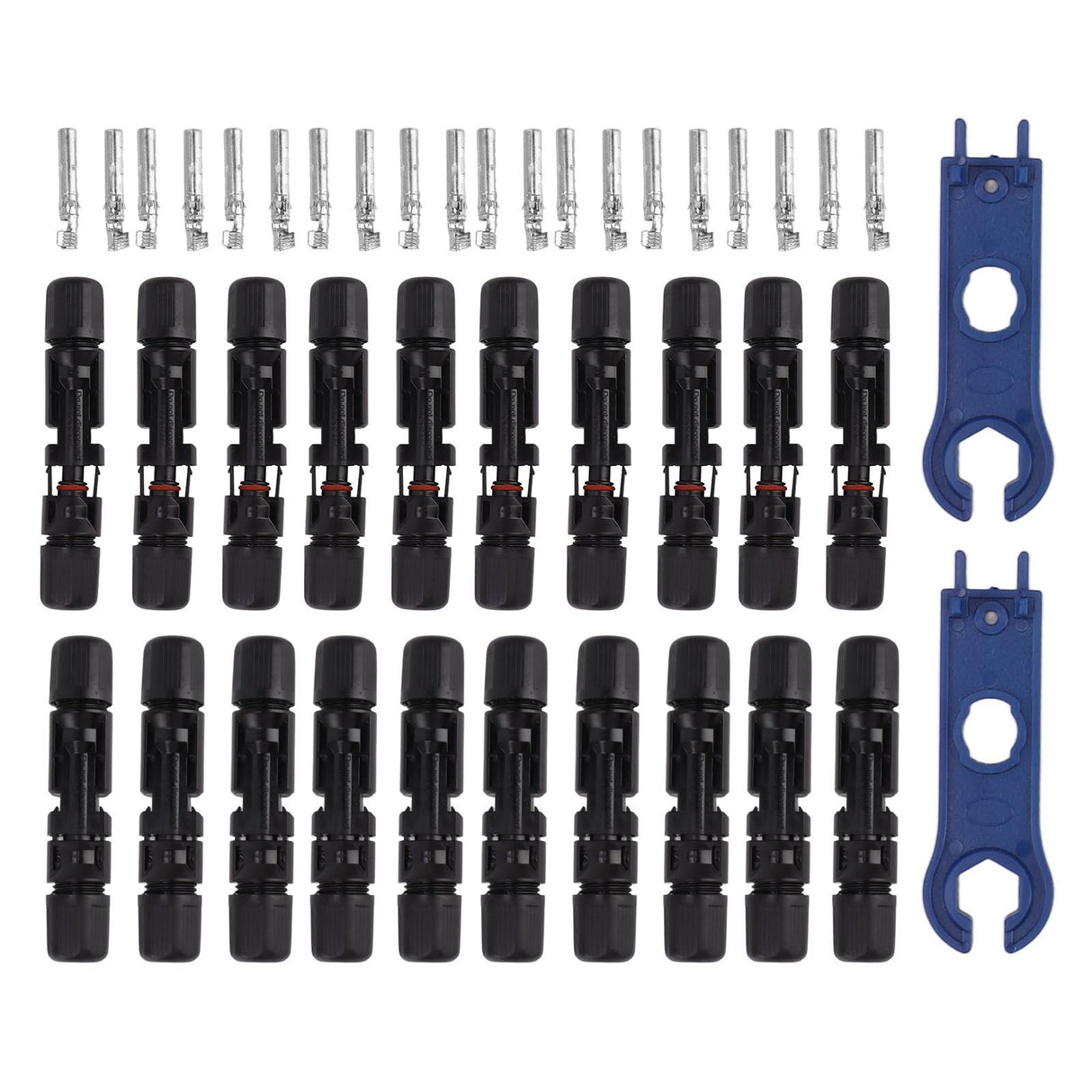Solar Connectors with 10 Pairs Male Female Plug Spanners Waterproof Flame Retardant Solar Panel Cable Connectors