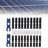 Solar Connectors with 10 Pairs Male Female Plug Spanners Waterproof Flame Retardant Solar Panel Cable Connectors