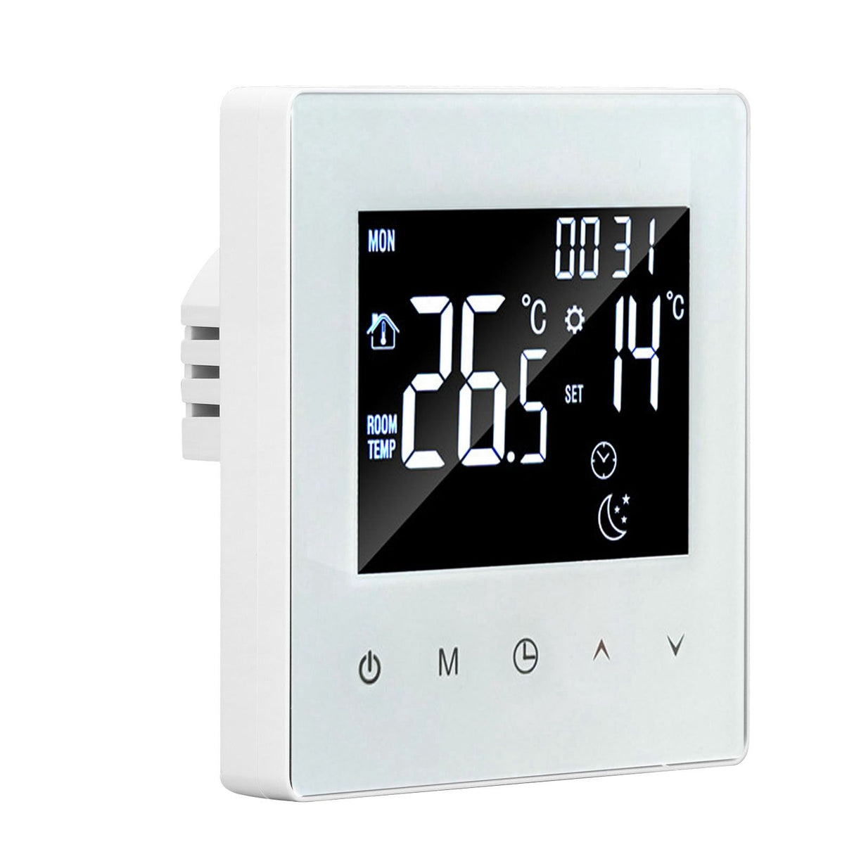 Digital Thermostat Screen Programmable Home Thermostat with 3 Meter Sensor Line for Electric Floor Heating Home Hotel Office AC90‑240V White Without WiFi