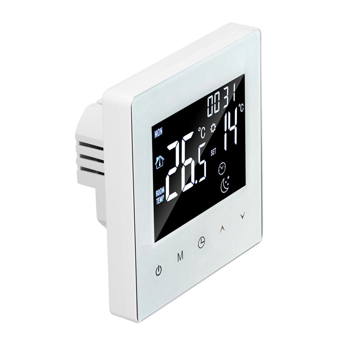 Digital Thermostat Screen Programmable Home Thermostat with 3 Meter Sensor Line for Electric Floor Heating Home Hotel Office AC90‑240V White Without WiFi