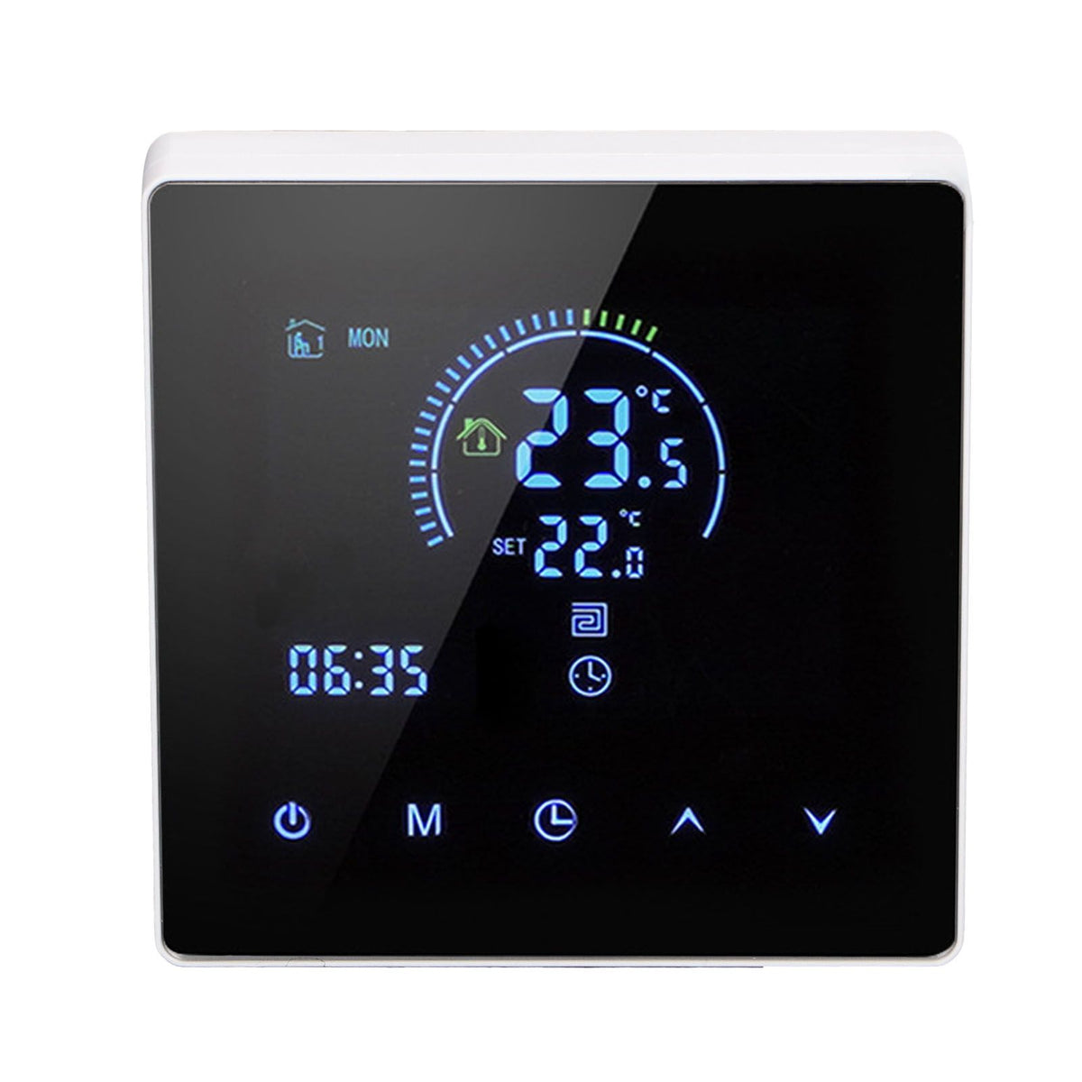 16A Digital Thermostat with LCD Display Programmable Thermostat Electric Heating Thermostat for Home Office Hotel AC 90V‑240V White Without WiFi