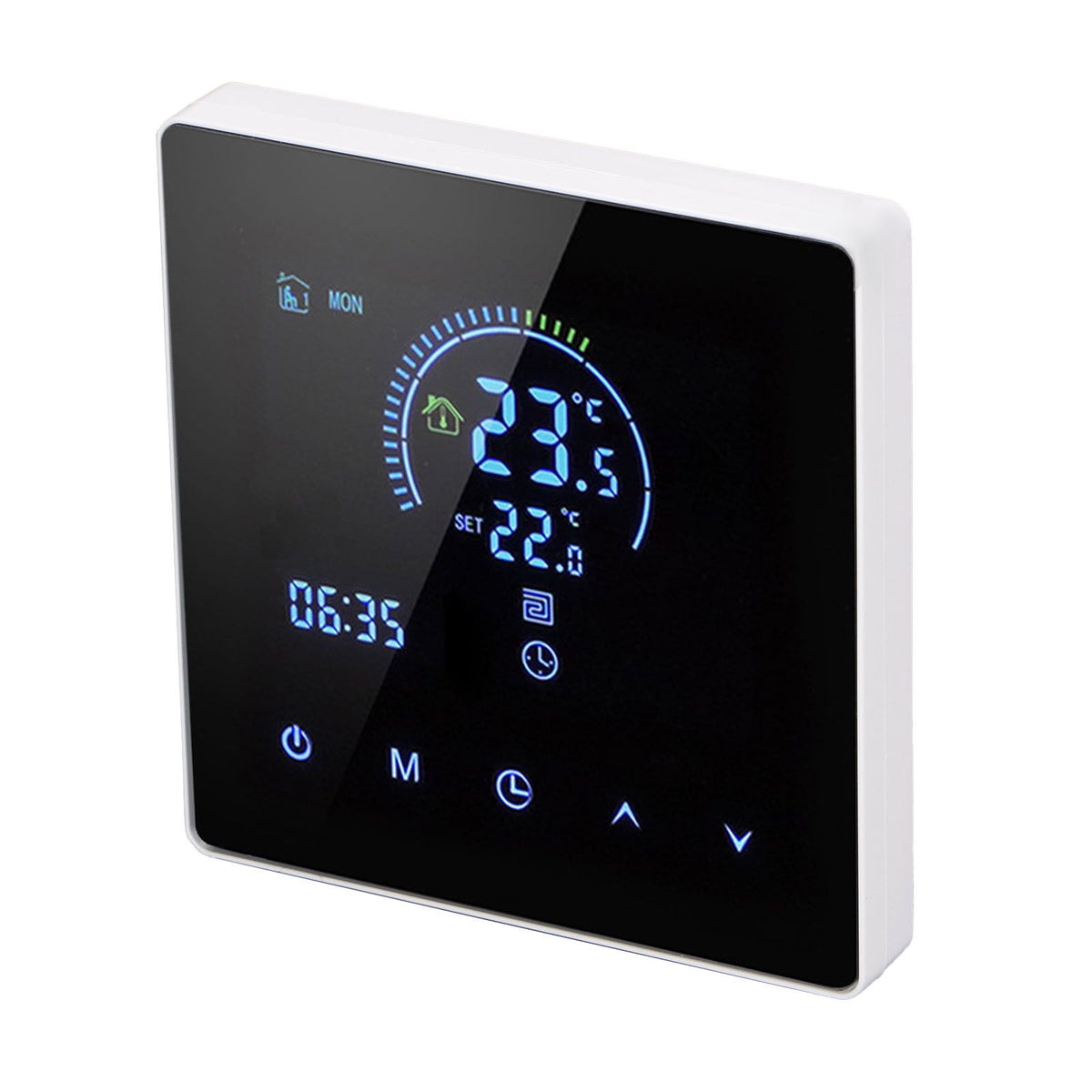 16A Digital Thermostat with LCD Display Programmable Thermostat Electric Heating Thermostat for Home Office Hotel AC 90V‑240V White Without WiFi
