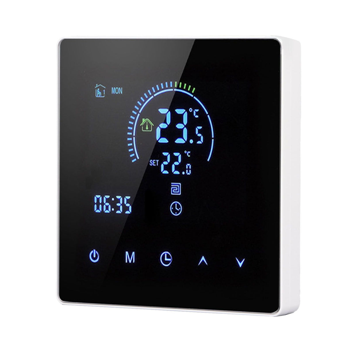 16A Digital Thermostat with LCD Display Programmable Thermostat Electric Heating Thermostat for Home Office Hotel AC 90V‑240V White Without WiFi