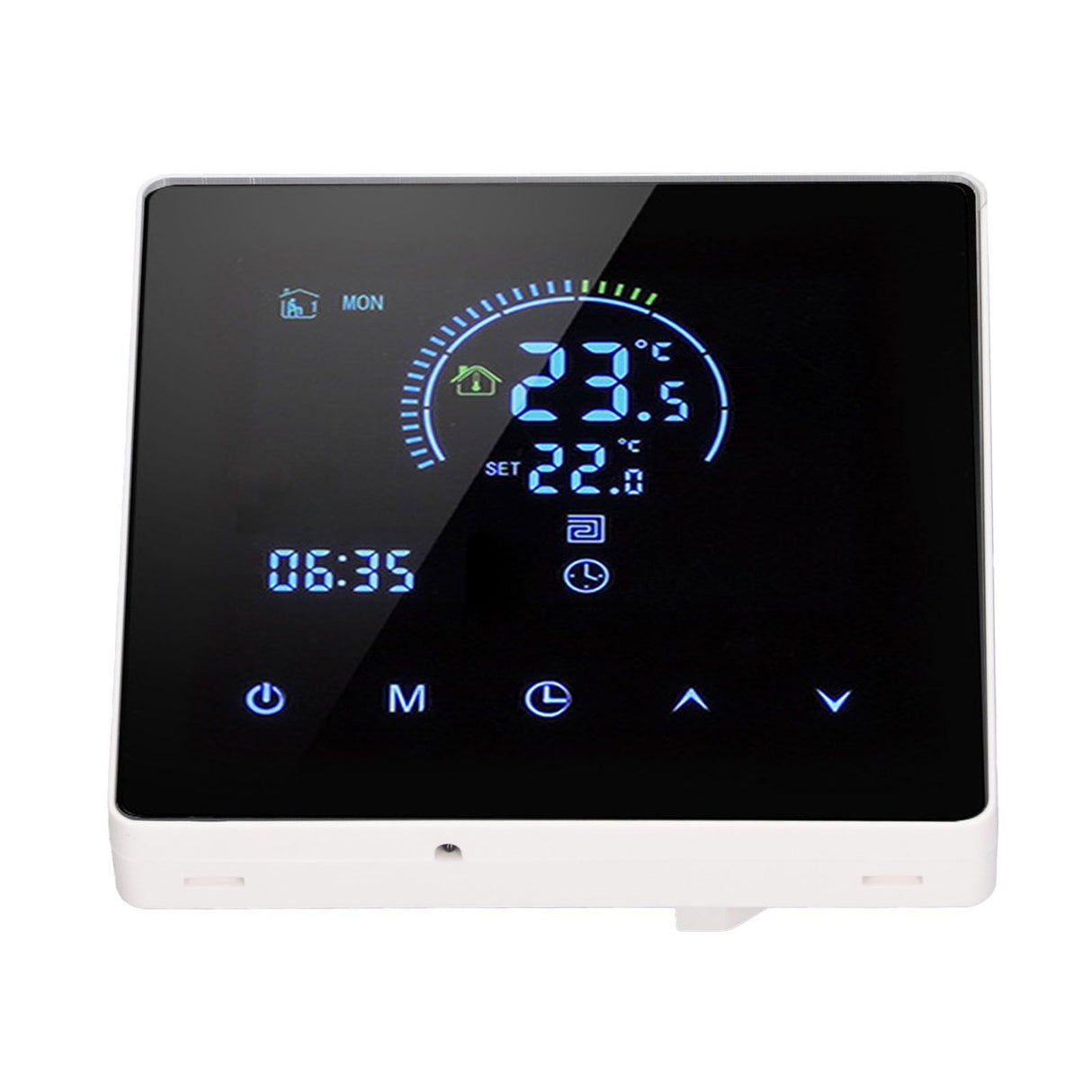 16A Digital Thermostat with LCD Display Programmable Thermostat Electric Heating Thermostat for Home Office Hotel AC 90V‑240V White Without WiFi