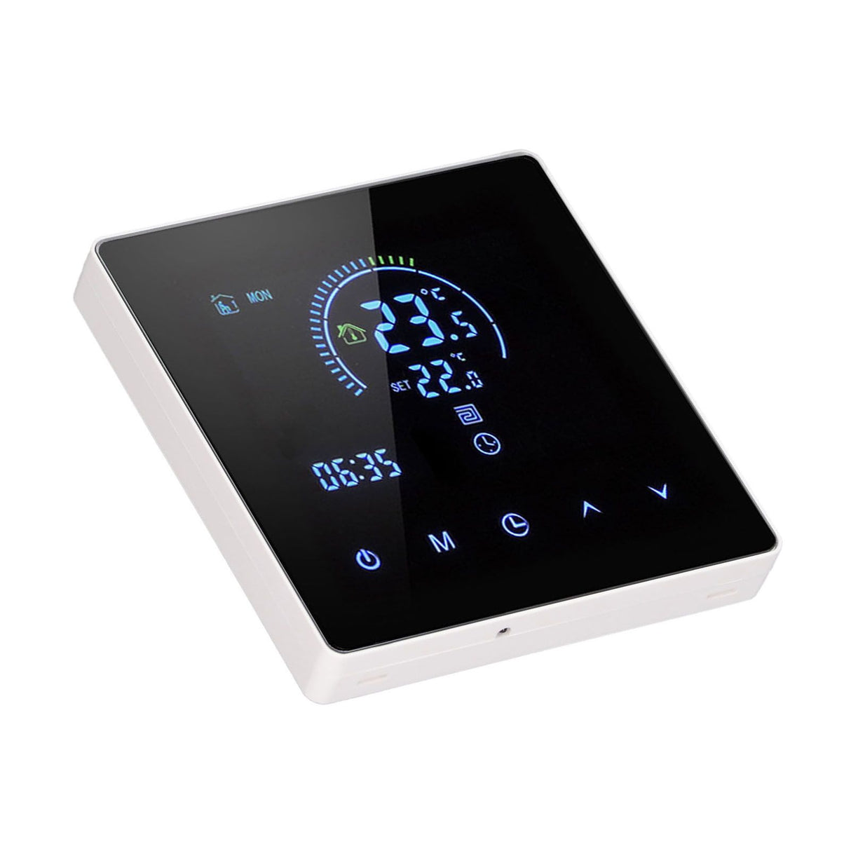 16A Digital Thermostat with LCD Display Programmable Thermostat Electric Heating Thermostat for Home Office Hotel AC 90V‑240V White Without WiFi